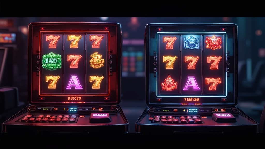 Two slot screens comparing demo and standard play