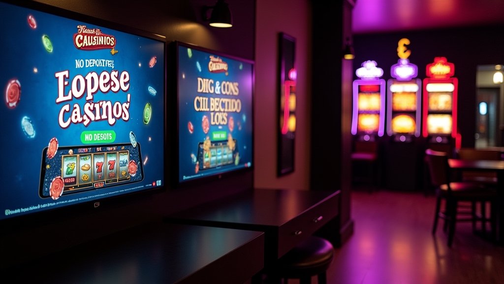 Casino promotion screens showing UK no deposit offers